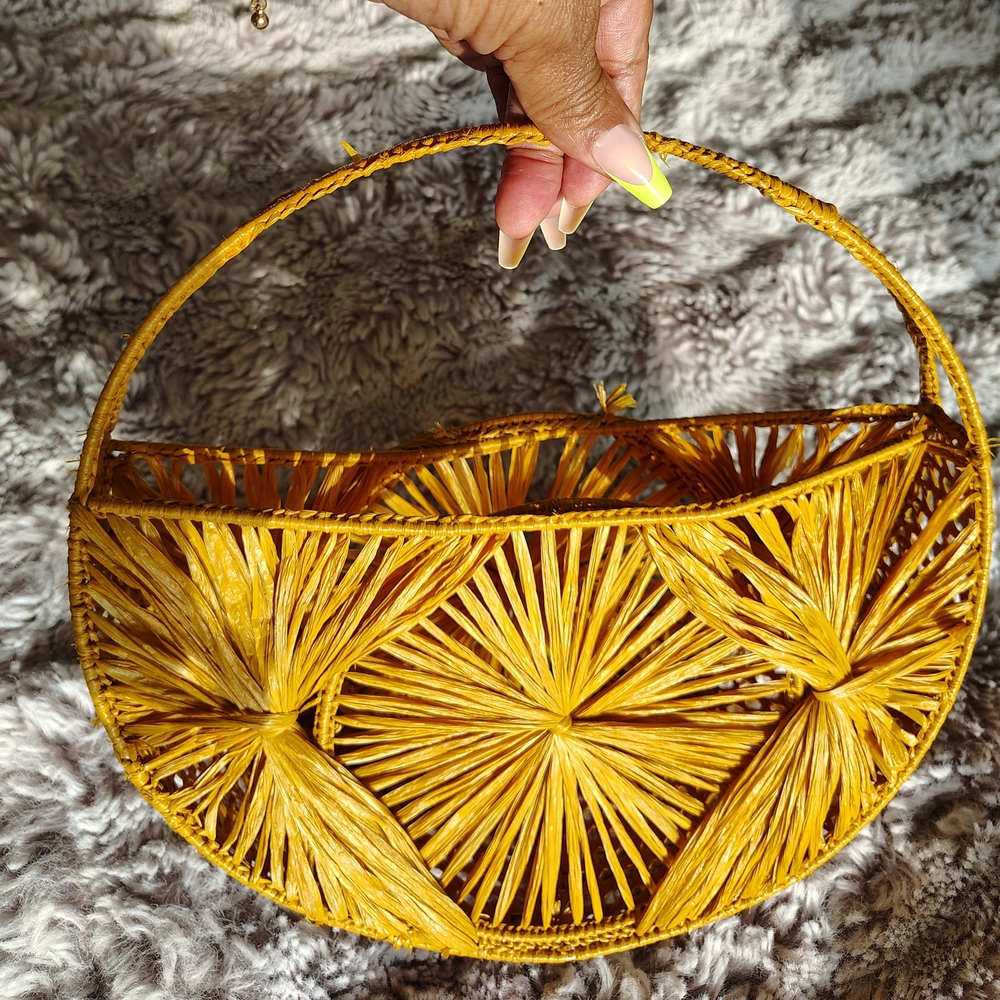 Yellow Woven Handbag